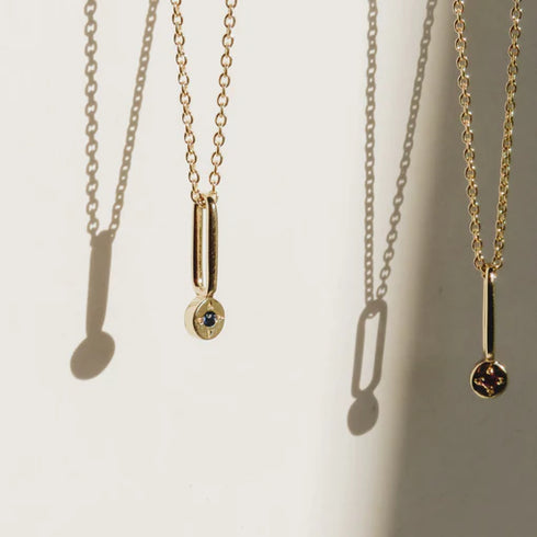 Garnet Dot Pendant Charm in Yellow Gold